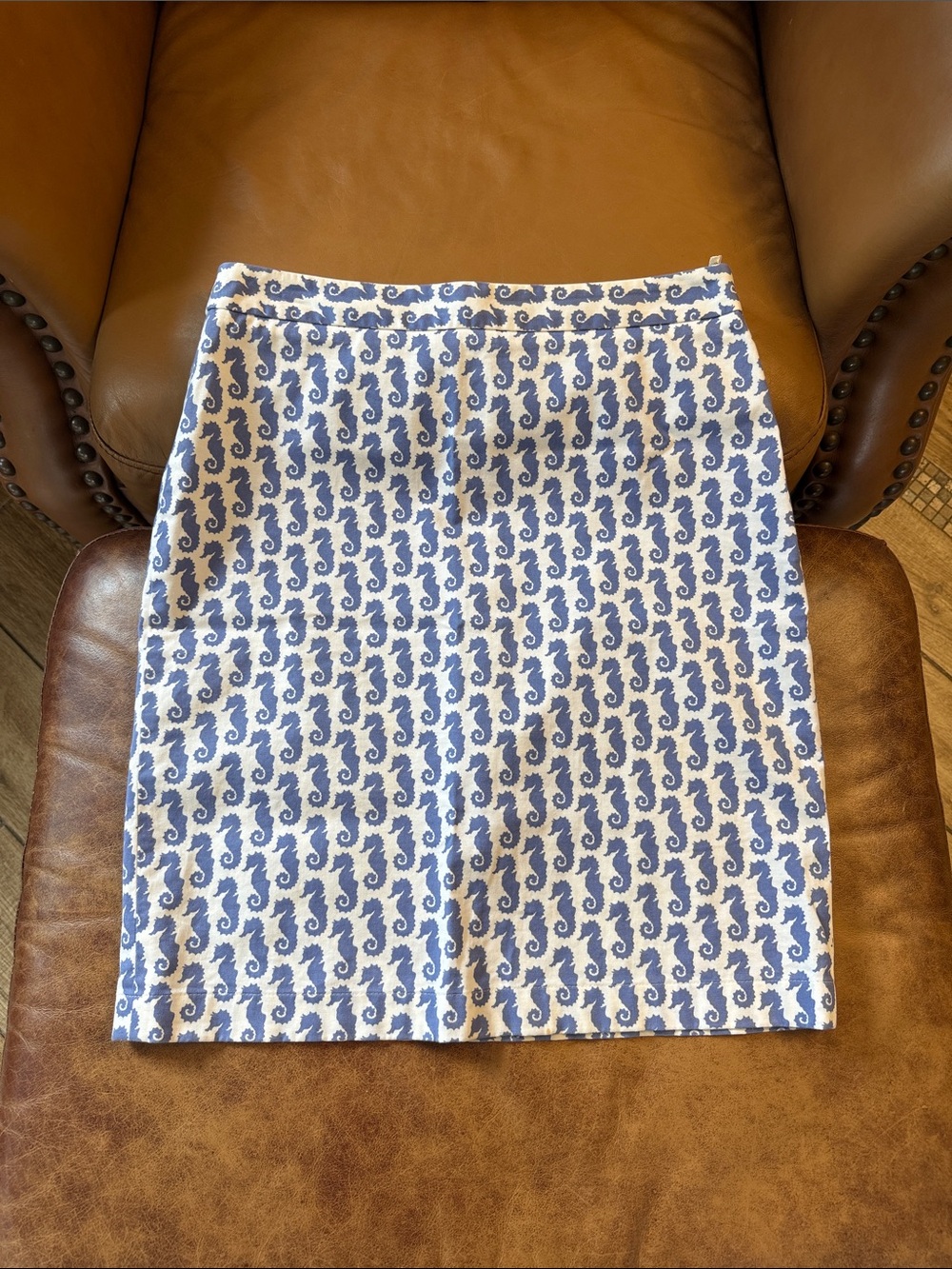 Brooks Brothers 346 Pencil MIDI Skirt Sz 6 Seahorse White White Nautical Preppy